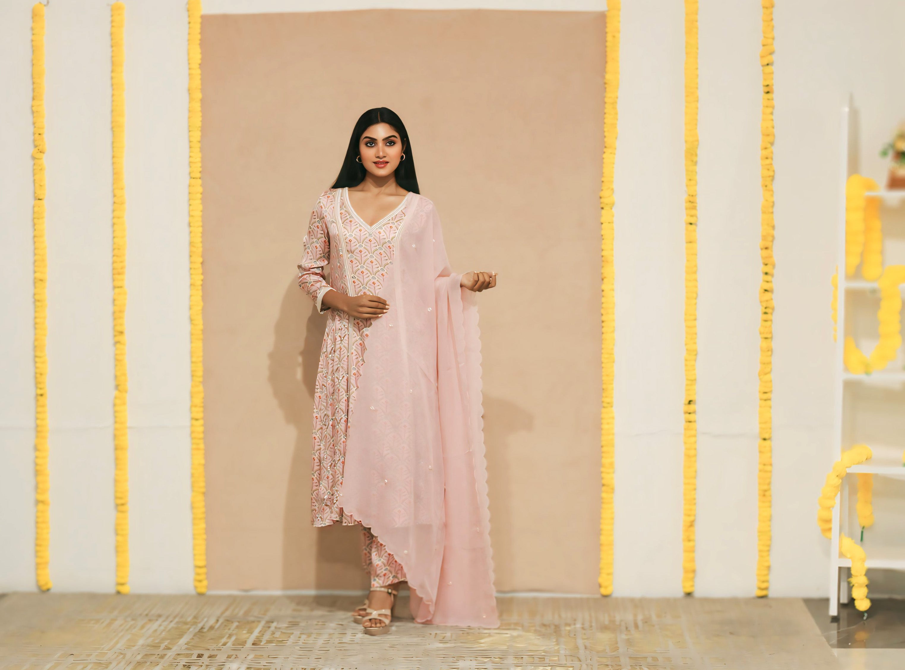 Vatika A-line Digital Print Suit