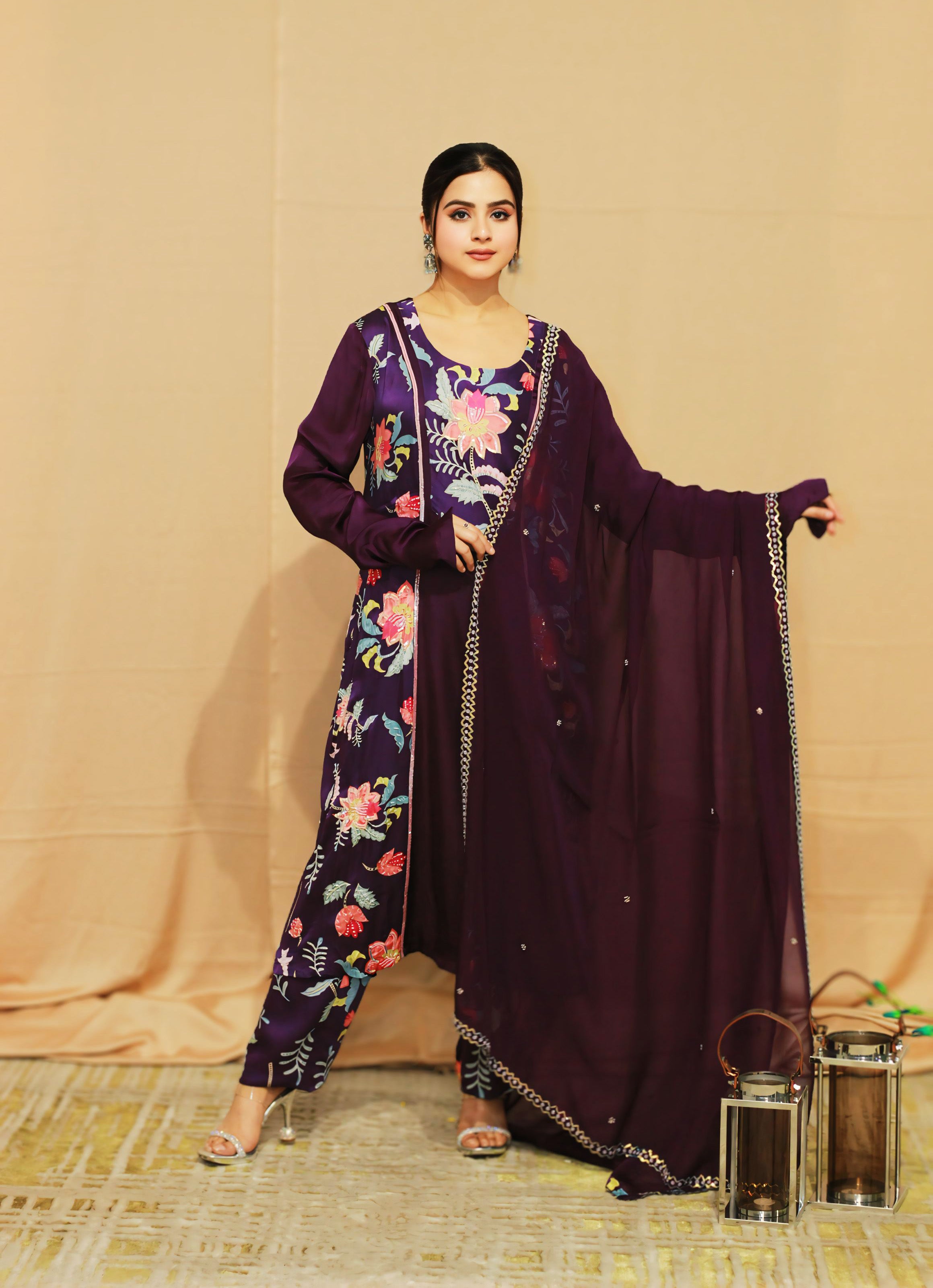 Upvan Princess Cut A-line Digital Print Suit