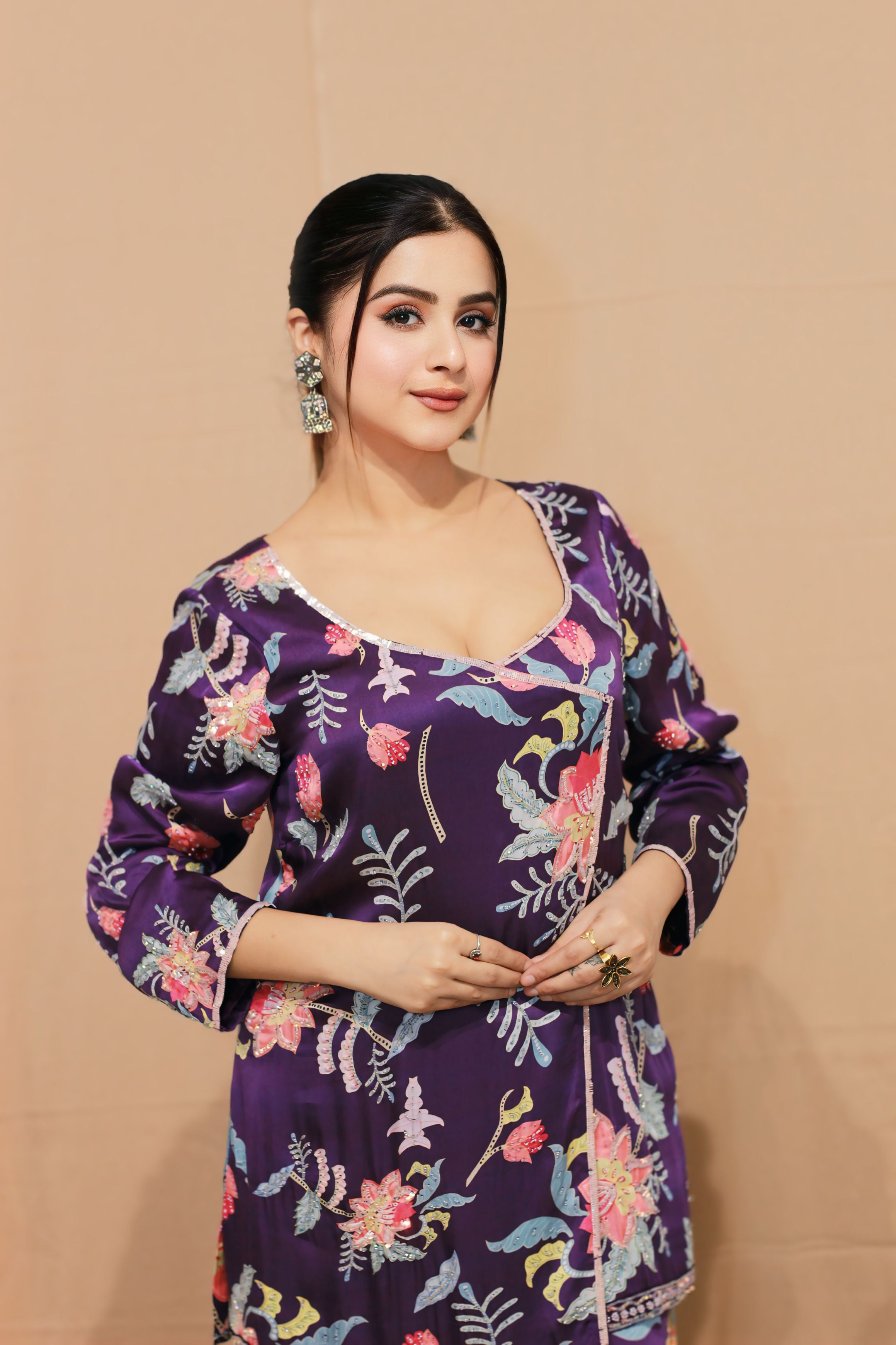 Phulwari Digital Print Angrakha Sharara