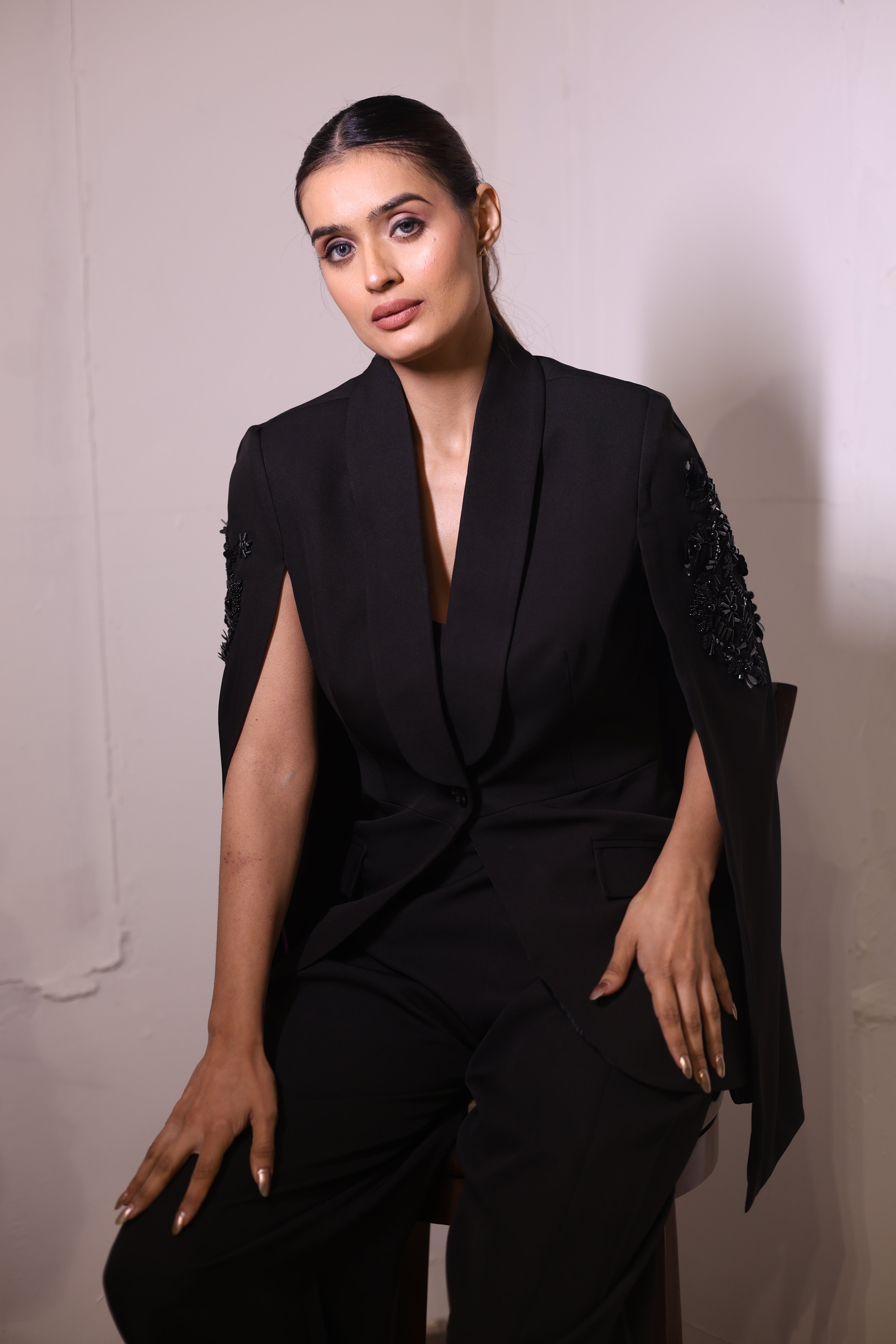 Black Cape blazer ( 2 piece set )