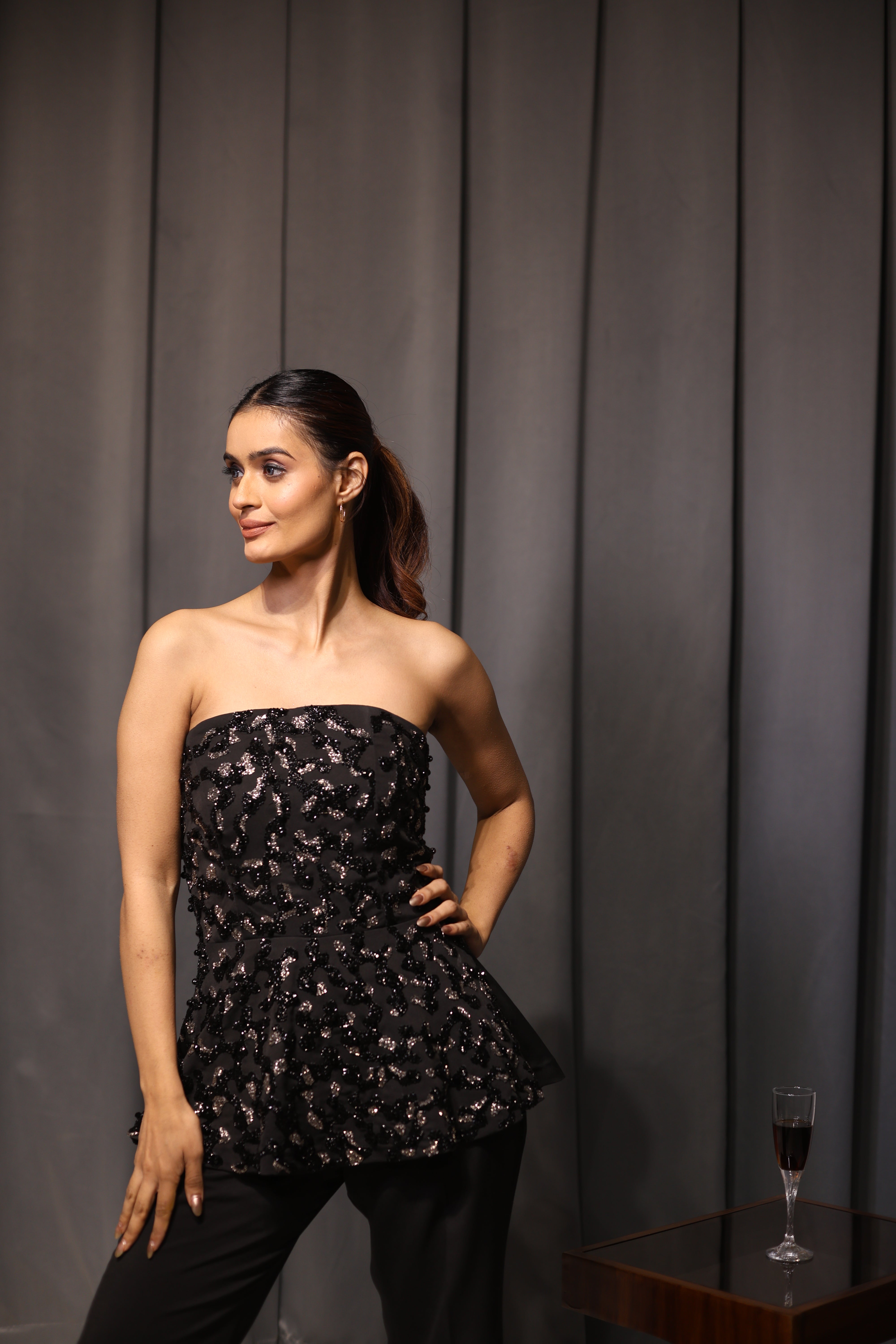 Black Peplum Set ( 2 piece set )