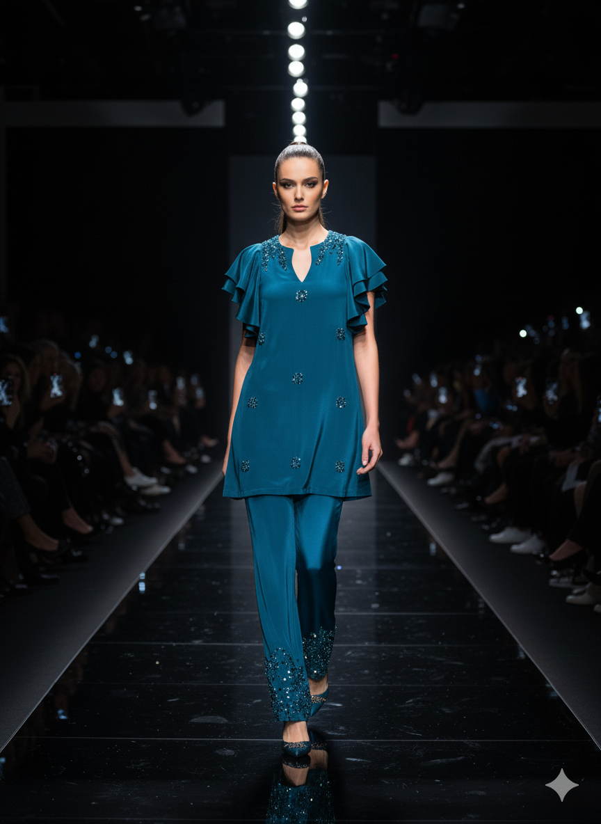 TURQUISE EMBROIDED CO-ORD SET