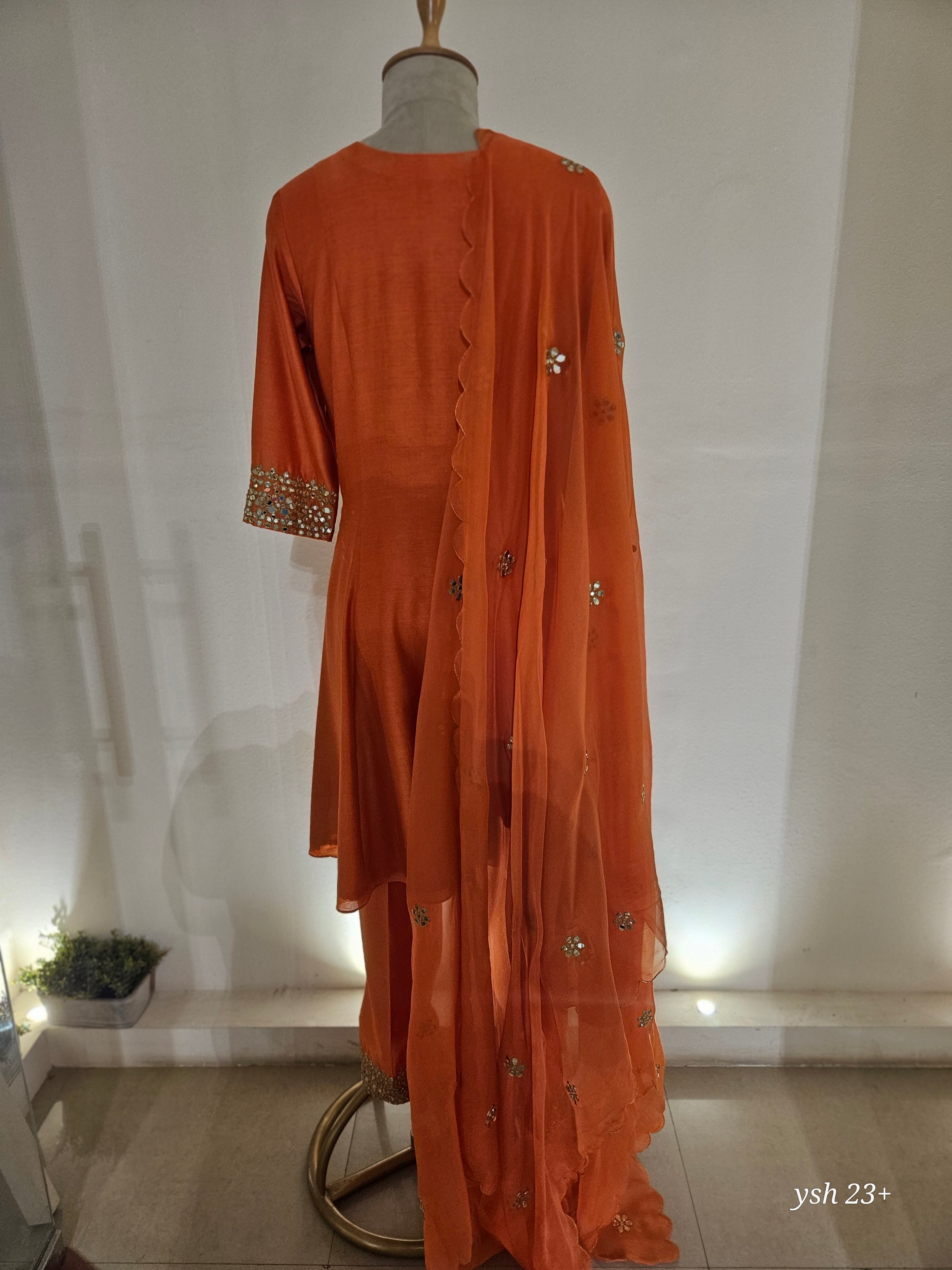 Saffira Orange Anarkali Suit Set